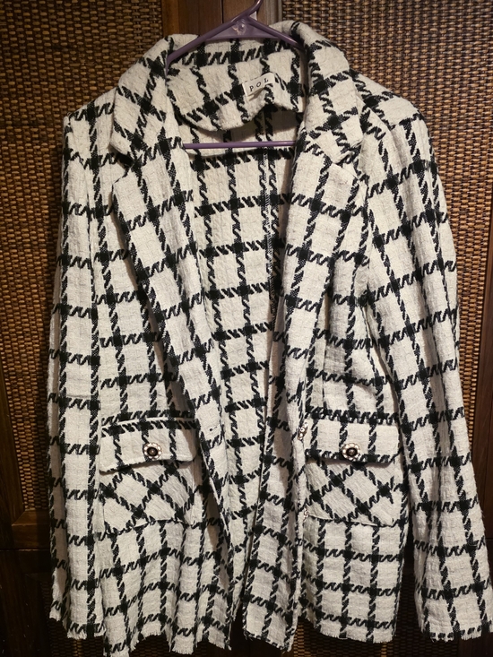 POL Jackets & Blazers - POL Black & White Checked Tweed Blazer EUC Medium 20 Ptp